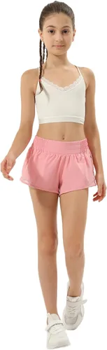 Vista 5 de Aurefin Pantalones cortos deportivos para niñas, pantalones cortos ligeros para correr para adolescentes, niñas, pantalones cortos deportivos