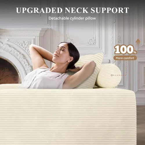 Vista 4 de Sofá modular con diván en forma de L, sofá cama moderno seccional Cloud con asiento profundo, sofás de compresión de esponja, no requiere montaje