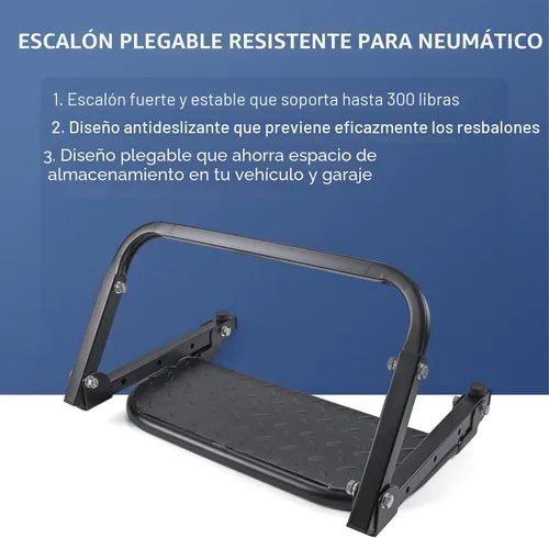 Vista 2 de DICMIC Escalón de neumático plegable y resistente para camión, SUV y RV, escalón ajustable montado en neumático se adapta a la mayoría de neumáticos