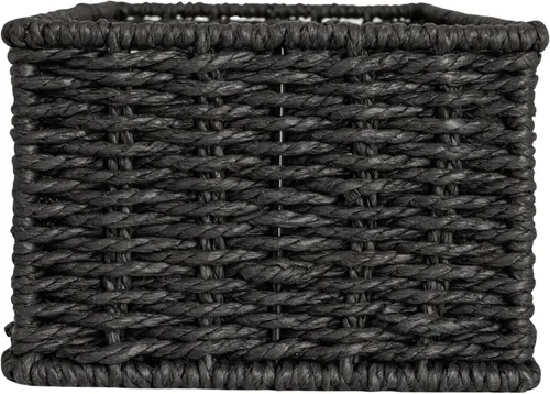 Vista 5 de Household Essentials Cesta de almacenamiento rectangular de cuerda de papel tejida a mano, color negro