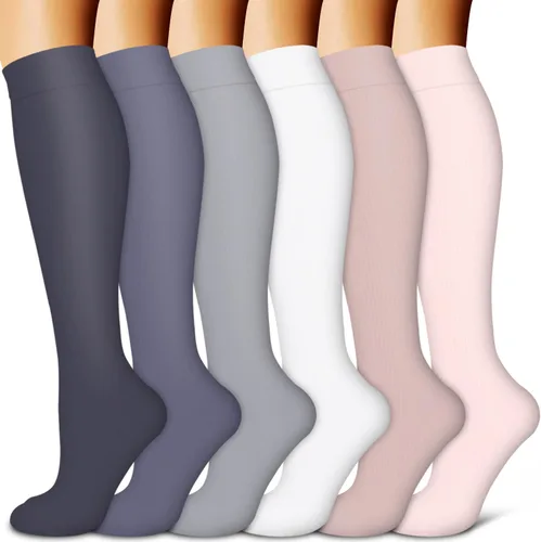 Vista 40 de Copper Compression Socks for Women & Men (6 pairs) - Best Support for Nurses, Running, Hiking, Recovery 01 Rayas Negras