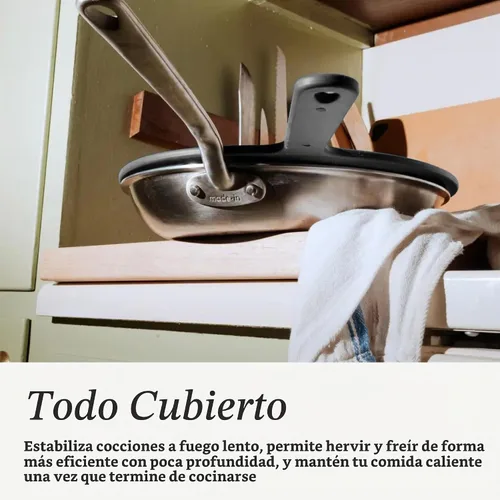 Vista 4 de Made In Cookware - Tapa universal de silicona para sartén, diseño 9 en 1, se adapta a múltiples sartenes, apto para horno 400F, grafito
