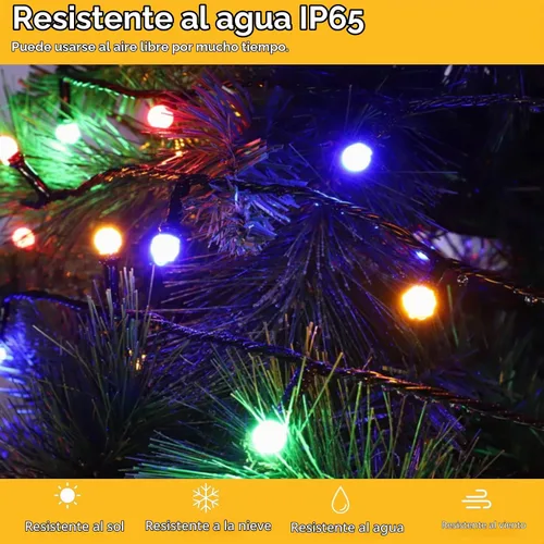 Vista 5 de Meteds - Luces LED de Navidad para exteriores, 300 LED, 32 m, 8 modos, luces de globo enchufables y conectables impermeables para decoraciones