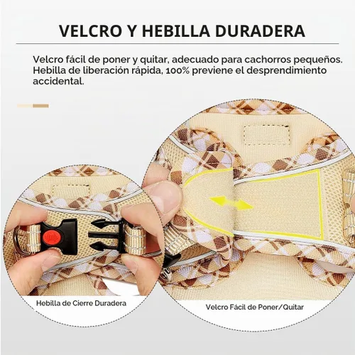 Vista 4 de Mercano Juego de arnés y correa de malla suave para perro, reflectante, transpirable, ligero, no asfixia, chaleco para caminar fácil a prueba