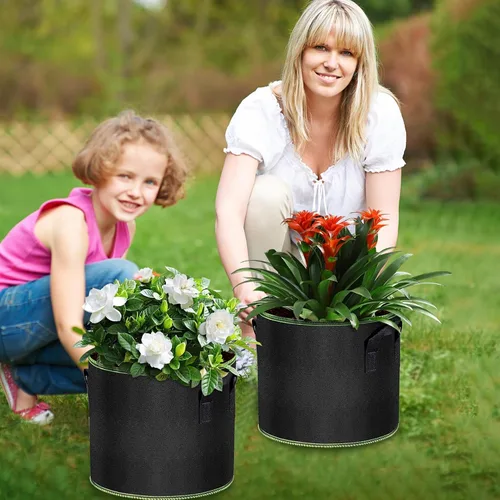 Vista 7 de MEKOLIFE Bolsas de cultivo de 5 galones, paquete de 3 unidades, bolsas de tela no tejida gruesa con asas para plantar verduras, flores, papas