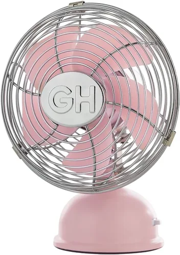 Vista 2 de Good Housekeeping 92516 Ventilador personal oscilante USB de 5" retro, todo de metal, color rosa