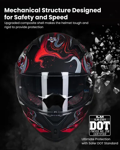 Vista 2 de ILM - Casco completo de motocicleta con Pinlock compatible con viseras y aletas transparentes y tintadas, casco para Street Bike y Motocross