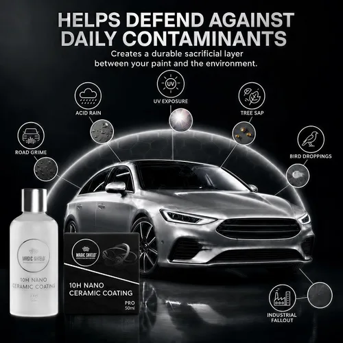 Vista 4 de Magic Shield Revestimiento de cerámica PRO 10H – Autorreparable Larga duración para 2 coches + Protección avanzada de SiO2 Fácil aplicación