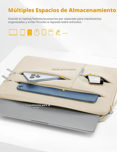 Vista 3 de HYZUO Funda para portátil de 14-15 pulgadas para MacBook Air 15 M5, color Arena