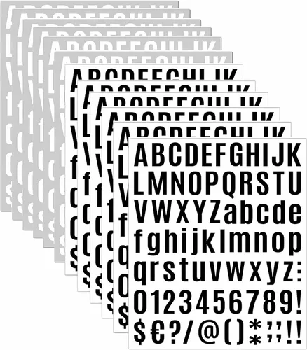 Vista 9 de 1512 calcomanías de letras, 12 hojas de calcomanías del alfabeto, calcomanías de vinilo autoadhesivas de números del alfabeto, etiquetas de números