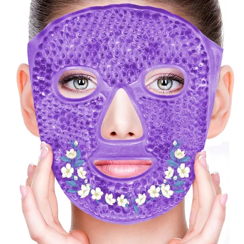 Vista 13 de Máscaras faciales frías, máscara facial de hielo, compresa fría y caliente, ojeras, hinchazón, migrañas y dolor de cabeza, enfriamiento