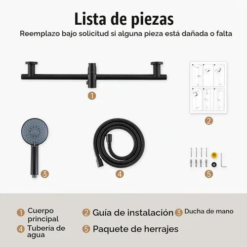 Vista 9 de KES Soporte de cabezal de ducha ajustable con combo de barra deslizante, cabezal de ducha de mano con manguera, kit de ducha de mano de 5 funciones