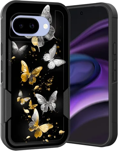 Vista 45 de Funda para Pixel 6A, Híbrida de Doble Capa de Servicio Pesado Resistente a Prueba de Golpes PC Duro + Funda Protectora de Silicona Suave para Google