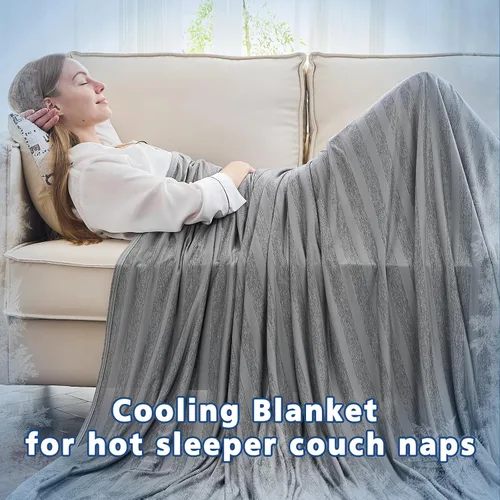 Vista 6 de EMME Manta Refrescante, Manta de Verano Delgada y Liviana para Sofá, Mantas Frías para Cama para Personas que Duermen con Calor, Doble Cara