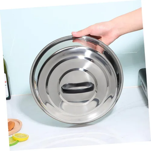 Vista 3 de Tapa redonda de acero inoxidable para cocinar al vapor para cocinar a la plancha y parrilla, utensilios de cocina versátiles para parrilla superior