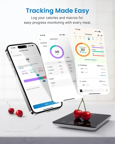 Vista 9 de RENPHO Báscula inteligente para peso corporal, báscula de grasa corporal para IMC, grasa corporal, masa muscular, báscula digital de cocina RENPHO