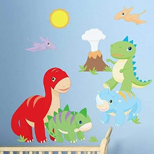 Vista 4 de Calcomanía de Lil 'dinosaurio Dino – Juego de calcomanía decorativo para pared por chromantics