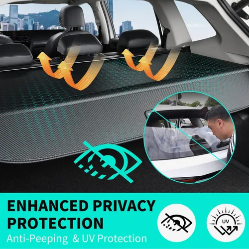 Vista 5 de Cubierta de carga para automóvil compatible con Toyota RAV4 2018 2017 2016 2015 2014 2013 SUV Accesorios, cubierta de maletero retráctil para RAV4