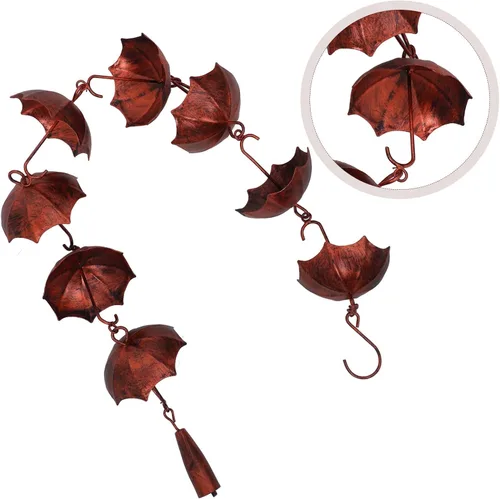 Vista 8 de Campana de cadena de lluvia de hierro marrón para desagüe decorativo