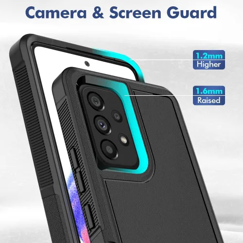Vista 170 de Jeylly Compatible con Samsung Galaxy A22 5G Funda, Funda Samsung A22 5G con 2pcs protectores de pantalla de vidrio templado