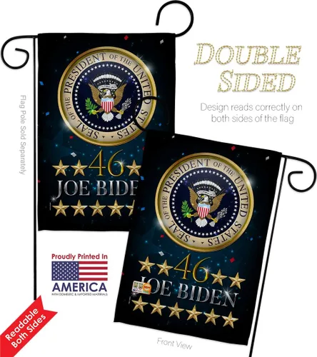 Vista 3 de Bandera de Biden Harris con el presidente de Estados Unidos 46, bandera de jardín Patriótico, partido de té republicano demócrata de Estados Unidos