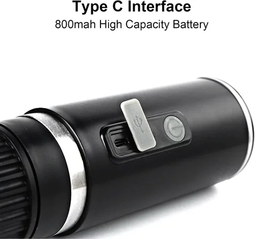 Vista 7 de ZJchao Cafetera portátil, 2 en 1, máquina de café universal totalmente automática, cafetera de café con cable de carga tipo C para oficina, camping