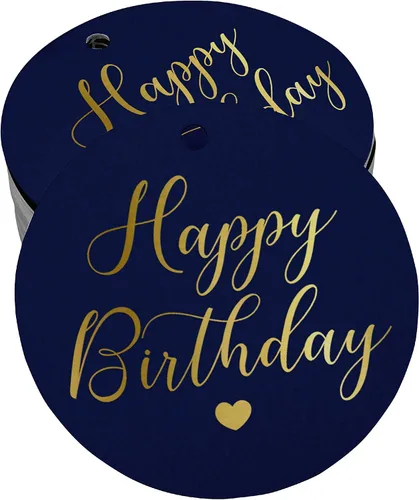 Vista 44 de Etiqueta de papel para colgar con texto en inglés «Happy Birthday» (50 unidades)