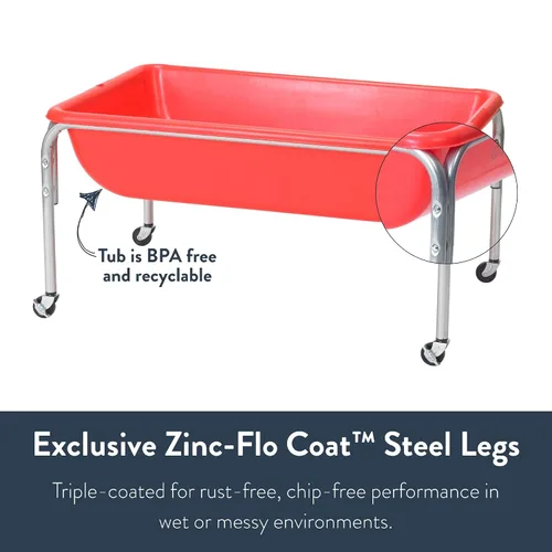 Vista 7 de Children's Factory Mesa sensorial mediana – 18″ de altura, caja de arena, mesa de agua para niños, rojo