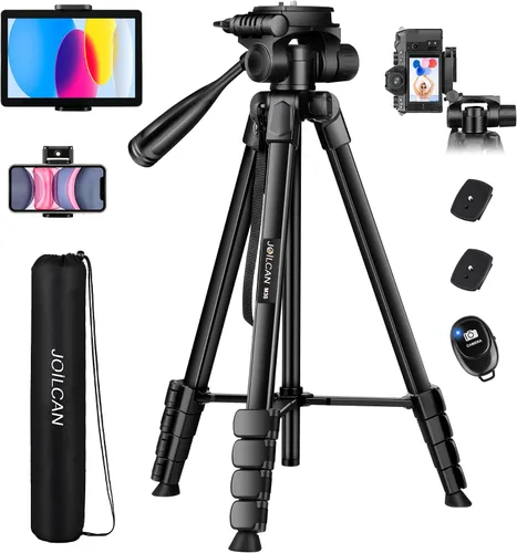 Vista 10 de JOILCAN Trípodes para cámara, trípode de 74 pulgadas para cámara, teléfono celular, video, fotografía, soporte de trípode para cámaras altas