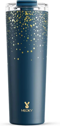 Vista 35 de Meoky - Taza de café de viaje aislada de 24 onzas: tapa a prueba de fugas, polvo de estrellas de ciruela