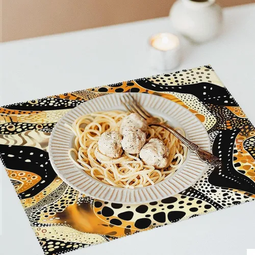 Vista 6 de Abstract Tiger Leopard Pattern Placemats Set of 6 Resistant Table Mats Washable Place Mats for Dinner Party Table Decoration