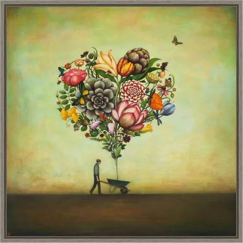 Vista 12 de Amanti Art Lienzo enmarcado para pared, diseño botánico de corazón grande de 16 x 16 pulgadas, por Duy Huynh, lienzo enmarcado para pared, obras