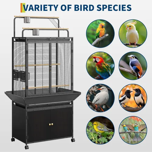 Vista 12 de GarveeTech Jaula para pájaros extra grande con tapa de juego y gabinete