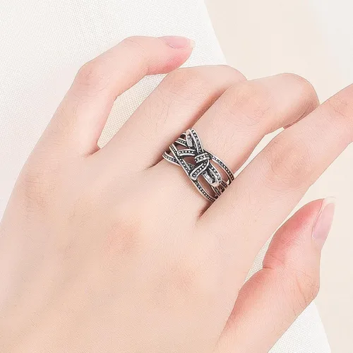 Vista 163 de Anillo de plata de ley 925, minimalista, ajustable, hecho a mano, para mujeres y niñas