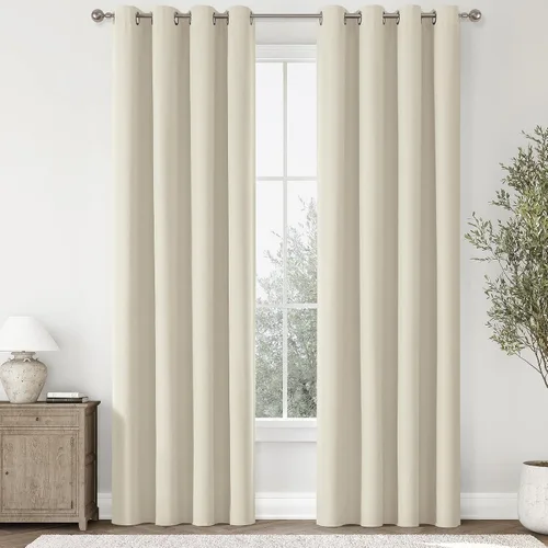 Vista 20 de ChrisDowa Cortinas 100% Opacas de Abedul Sólido de 45 Pulgadas de Largo, 2 Paneles para Dormitorio y Sala de Estar, Estilo Granja Oscurecedoras