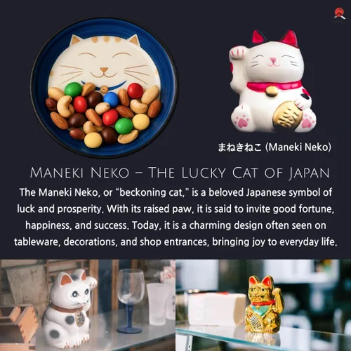 Vista 3 de JapanBargain 2566 - Juego de 2 platos de salsa japonesa de porcelana para aperitivo, postre y pastel con patrón de gato sonriente de la suerte