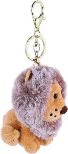Vista 8 de CALLARON Llavero de león Llavero de animal Llavero de felpa Llavero Bolsa Colgante Muñecas (Gris)