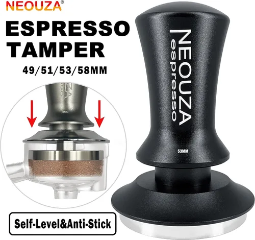 Vista 4 de NEOUZA Muelle de manipulación de café expreso cargado para herramientas de accesorios de cafetera, autonivelante antiadherente, mango refinado, base
