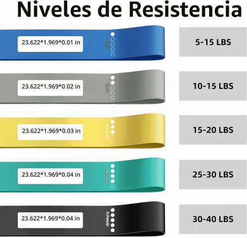 Vista 2 de Resistance Loop Exercise Bands for Home Fitness, Yoga Pilates, Stretching, Strength Training, and Physical Therapy - Elastic Bands Set Workout Bands