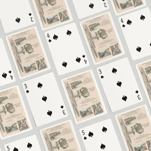 Vista 4 de Lantern Press Ballard Locks Technical, 52 Playing Cards for Adults, Poker Size Card Deck