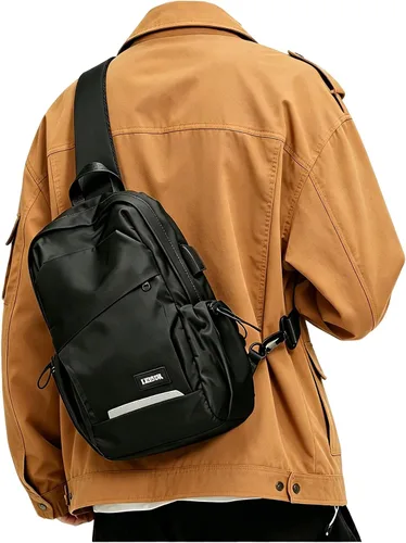 Vista 9 de SEAFEW - Mochilas tipo bandolera tácticas, Negro, Mochilas Sling