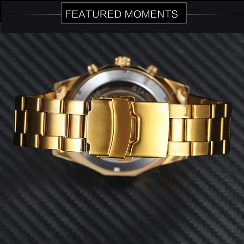 Vista 4 de FANMIS Relojes de esqueleto para hombre, reloj automático de lujo con pulsera de acero inoxidable