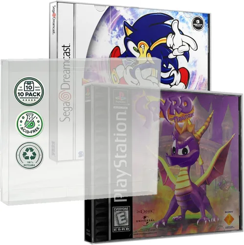 Vista 10 de MALKO - Paquete de 10 protectores compatibles con fundas dobles para juegos de PS1 y CD de música