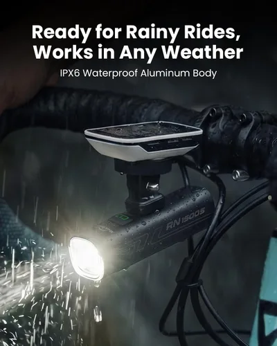 Vista 6 de Magicshine Luz de bicicleta RN 1500S, luces de bicicleta para conducción nocturna con montaje inferior, control FTR LightSync, recargable por USB