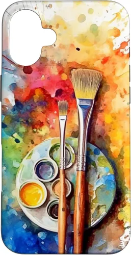 Vista 23 de Watercolor Paints Paleta y pincel pintor artista caso para iPhone 17