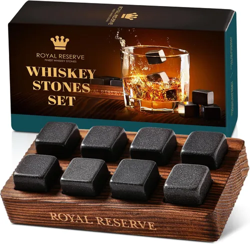 Vista 7 de Juego de regalo de piedras de whisky para hombres, 8 rocas de granito con Bandeja negra
