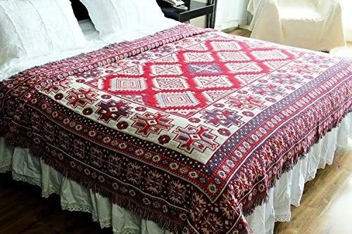 Vista 5 de LELVA Manta tejida de hilo bohemio para sofá, manta multiusos (51 x 70 pulgadas)
