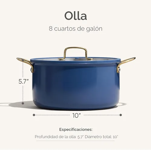 Vista 2 de CAROTE Olla de 7,6 l completamente revestida de acero inoxidable de tres capas con tapa, olla de cocina, olla de sopa, capa exterior de cerámica Azul