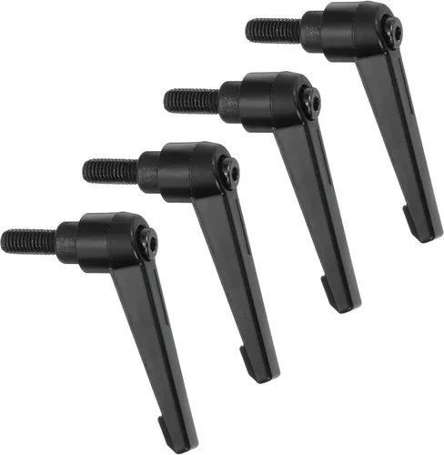 Vista 22 de uxcell 4 perillas ajustables M5 x 0.472 in, rosca macho, botón de trinquete, bloqueo rápido, perno giratorio para maquinaria de torno, color negro