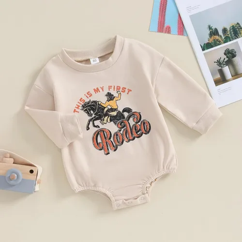 Vista 2 de SAYOO Conjunto de vaquero occidental para bebé, niña, niño, sudadera con estampado de vaca, suéter de gran tamaño, ropa de otoño para bebés, 0-24